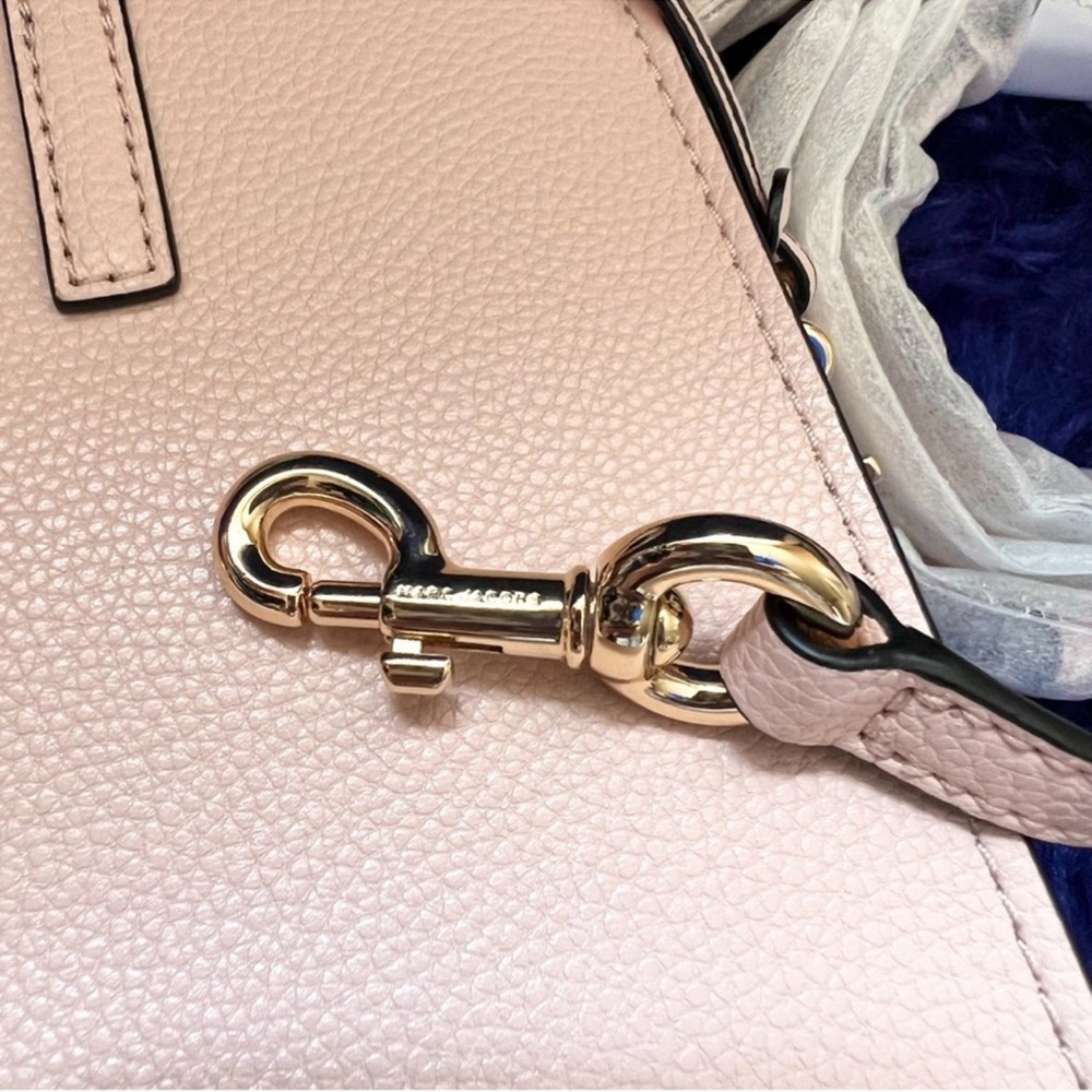 New! MARC JACOBS Mini Grind Leather Tote Crossbody Bag in Peach Whip Pink - Picture 11 of 12